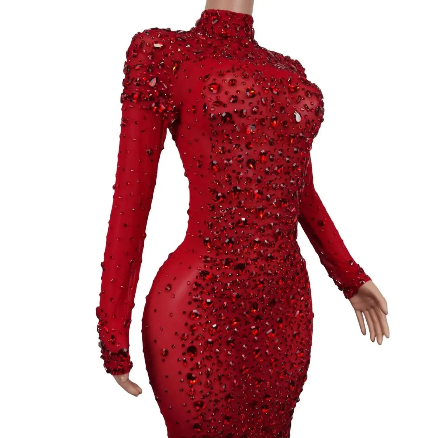 Sexy Party Banquet Evening Dresses Women Sparkly Rhinestone Long Dress Nightclub Singer Stage Costume Festival Clothing Cuixing - M & M Global