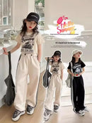 Girls' summer casual suit, new children's fashionable T-shirt, casual pants, summer dress, foreign short-sleeved two-piece set, - M & M Global