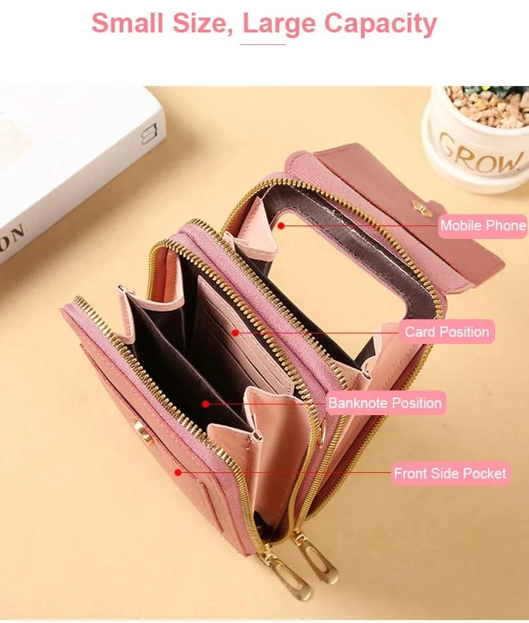 Touch Screen Cell Phone Messenger Bags Women Purse and Handbag Mini Shoulder Bag Pink Small Hand Bag Crossbody for Women  bolsos - M & M Global