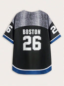 Boston Printed 2024 Summer Oversize Blouse Women Streetwear Baseball Shirt Cool Hip Hop America Half Sleeve Button Up Tops - M & M Global