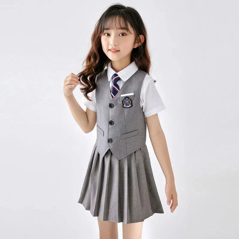 6PCS Summer Kids Weddding Suit Outfit Set Formal Elegant Suit for Kid Boy Kids Shirt Vest Shorts Socks Tie Sticker Clothing Suit - M & M Global