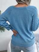 Women Casual Square Collar Buttons Long Sleeve Knitted Pullover Sweaters for Autumn Winter 2026