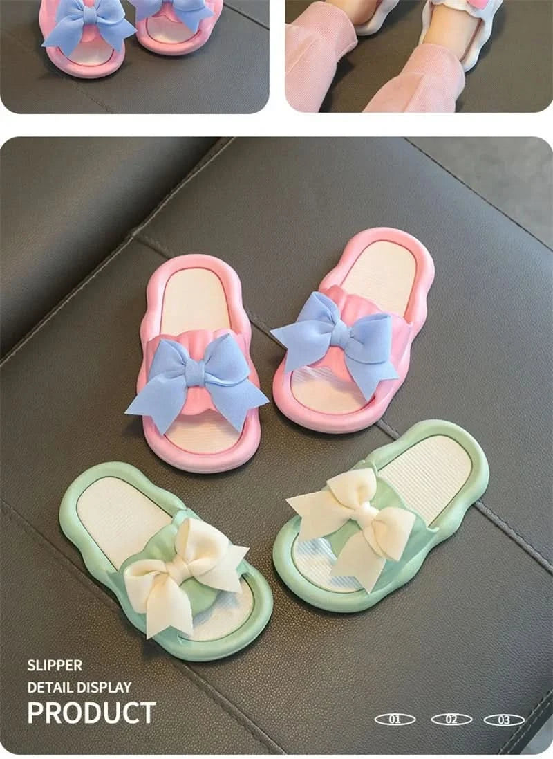 Summer New Kids Home Shoes Anti Slip Soft Sole Girls Bath Slipper Cartoon Cute Flower Bow Princess Slippers Children Beach Shoes - M & M Global