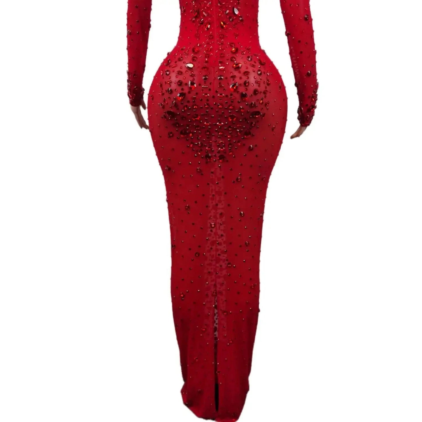 Sexy Party Banquet Evening Dresses Women Sparkly Rhinestone Long Dress Nightclub Singer Stage Costume Festival Clothing Cuixing - M & M Global