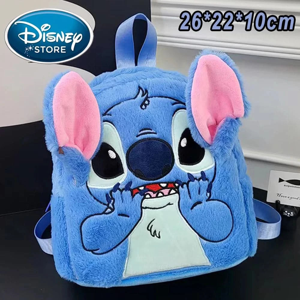 New Disney Plush Backpack Ins Japanese Blue Stitch Funny Cartoon Large-Capacity Student Backpack Kindergarten Bag Child Gift - M & M Global