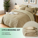 Queen Solid Color Comforter Set with Cut Flower Design – Lightweight, Breathable Microfiber Bedding for All Seasons, Machine Washable