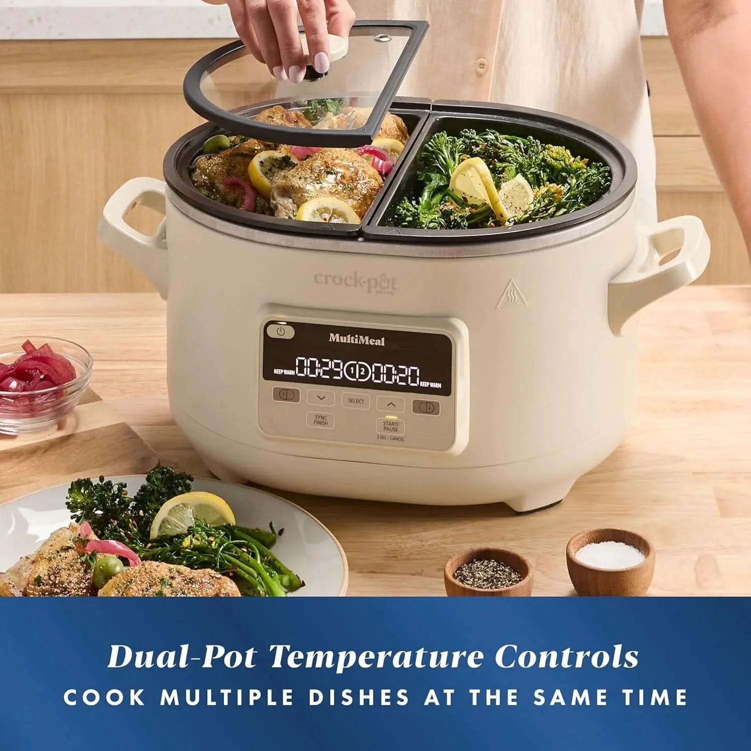 MultiMeal Multicooker and Programmable Slow Cooker with Bake Function, Oat Milk - M & M Global