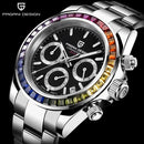 2023 PAGANI DESIGN New Rainbow Bezel Sport Watch Men Quartz Stainless Steel 100MWaterproof Mens Watch VK63 Sapphire Chronograph - M & M Global
