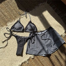 New Striped Polka Dot Halter Shorts Bikini Female Swimsuit Women Swimwear Three-pieces Bikini set Bather Bathing Suit Swim V6384 - M & M Global