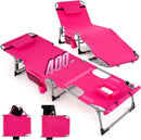 Tanning Chair, 400LBS Beach Lounge w/Face Arm Hole & Hand Shoulder Strap, Folding Layout Sunbathing Chair, Face Down Outdoor