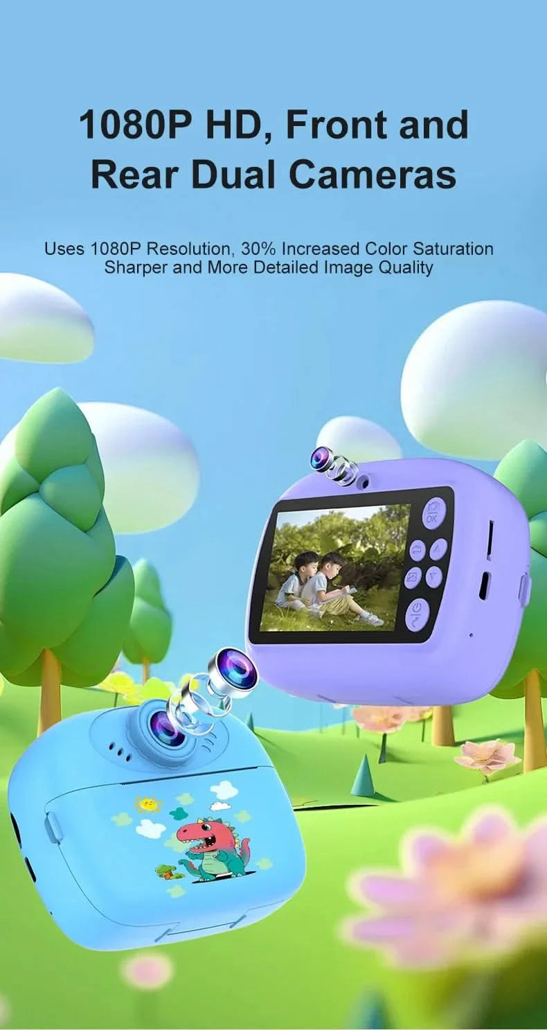 Smart Digital Dual Lens Selfie Camera Kids Toys Birthday Gift Kids Instant Print Camera Thermal Printer Video Recorder Portable - M & M Global