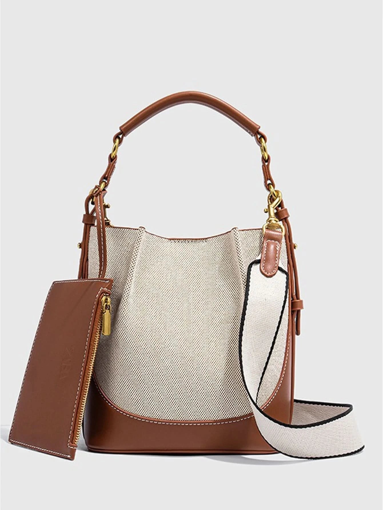 2024 new large capacity wide shoulder strap single shoulder tote sling sling sling bucket bag - M & M Global