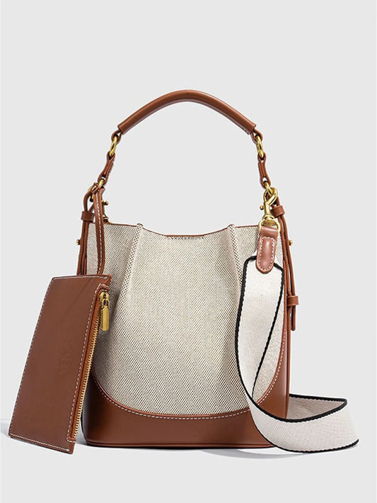 2024 new large capacity wide shoulder strap single shoulder tote sling sling sling bucket bag - M & M Global