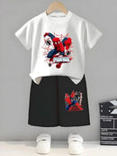 Anime Spiderman Boys T Shirt Shorts 2pcs Sets Breathable Waffle Fabric Kids Sport Clothing Set Children Casual Outfits - M & M Global