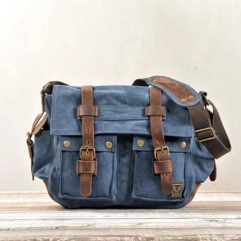 MUCHUAN Canvas Leather Men Messenger Bags   Big Satchel Shoulder Bags Male Laptop Briefcase Travel Handbag - M & M Global