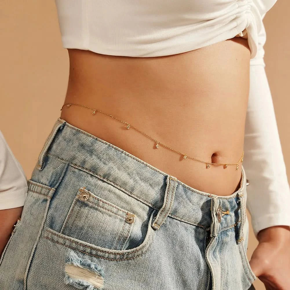 ORSA JEWELS 925 Sterling Silver Body Sexy Waist Chain Adjustable Sexy Bikini Body Belly CZ Chain for Women Summer Jewelry CW01 - M & M Global