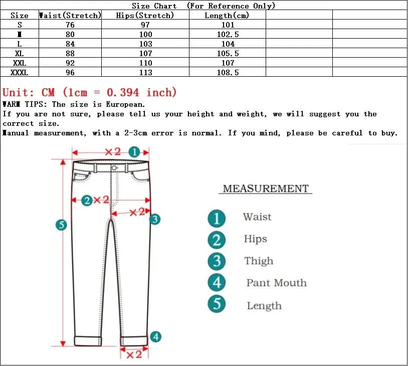 Men Street Elastic Denim Jeans Wash Solid Color Multi Pockets Cargo Pants Casual Slim Fit Daily Wear Joggers Mid Waist Trousers - M & M Global