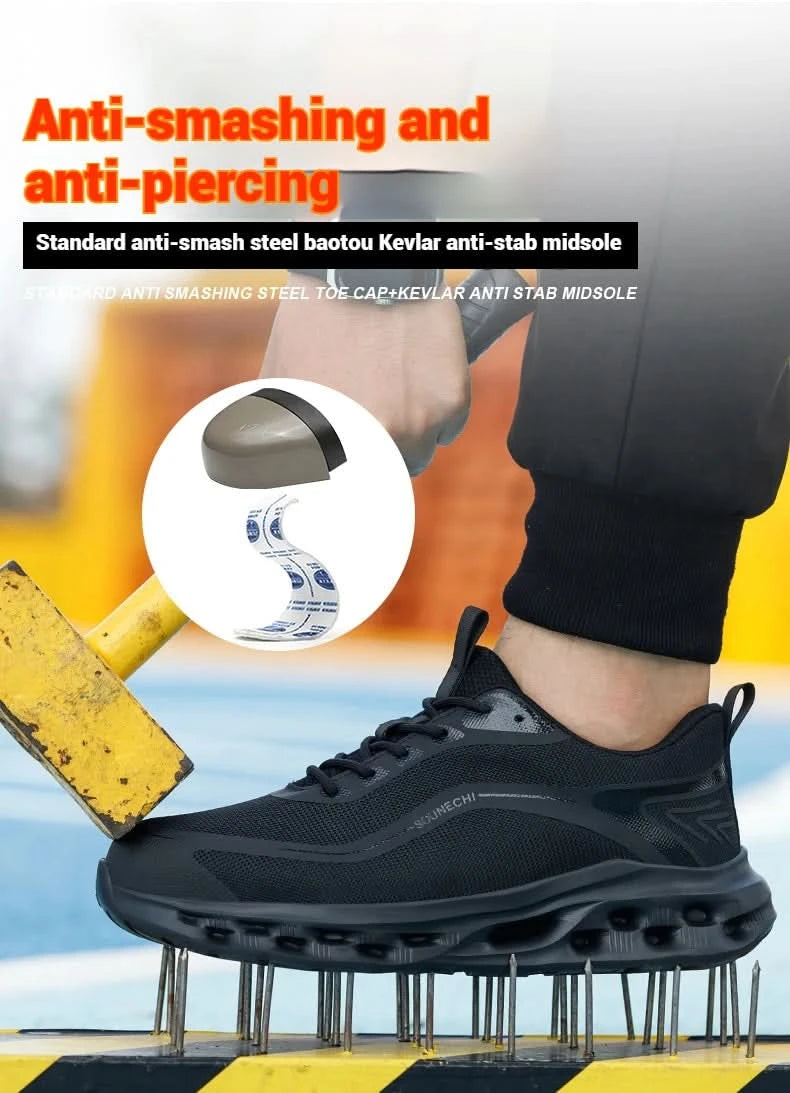 Men's Safety Shoes Anti-Impact Anti-Piercing Lightweight Work Boots Lightweight Breathable Sporty Design for Outdoor Work Shoes