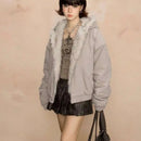 2025 Y2k American new Jacket  Retro Woolen Collar Hoodeds Cotton Plush Men Street Hip Hop Gothic Harajuku Oversize Jacket Coat
