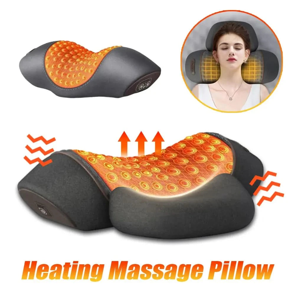 Electric Neck Massager Pillow Cervical Stretcher Heating Vibration Massage Back Traction Orthopedic Sleeping Pillows Support - M & M Global