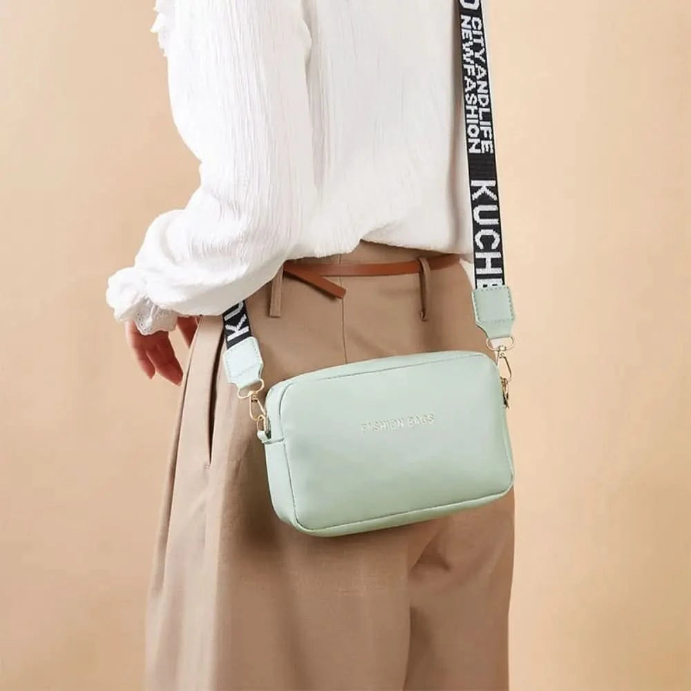 Women Handbag and Purse Simple Designer Fashion Casual Messenger Bag Wide Strap Shoulder Bag Female Small Phone Crossbody Bag - M & M Global