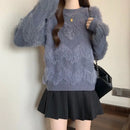 Solid Color Pullover Sweater Women's Autumn and Winter Fashion Long-sleeved Bottoming  Top