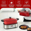 Electric Dutch Oven Multi-Cooker, 5.8QT Enameled Cast Iron Pot - 1250W Fast Heating, 6 Preset Functions, Digital Display & Keep - M & M Global