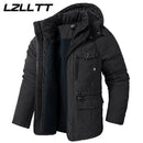 LZLLTT Men Winter Warm Parkas Mens Fleece  Jacket Parkas Men Casual Cotton Outdoor Fur Trench Padded Jackets Coats