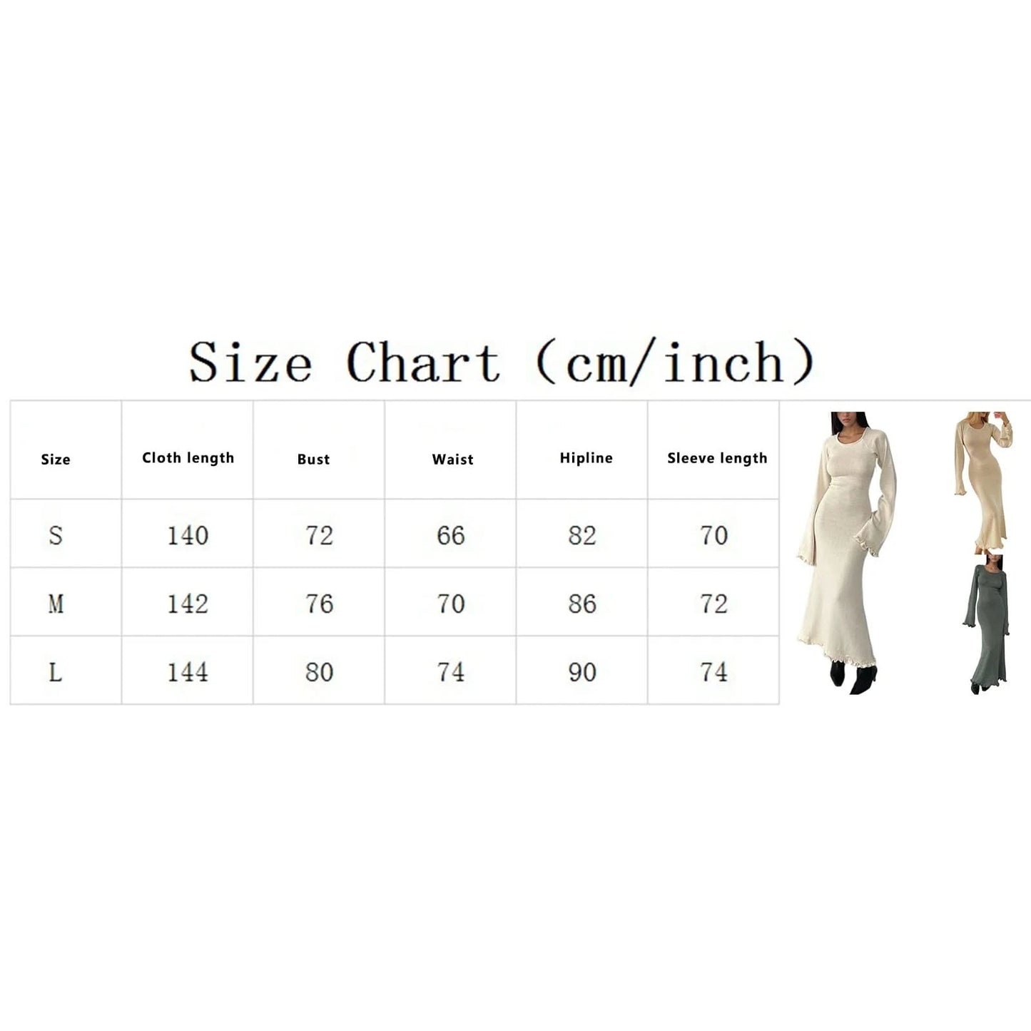 Women Ribbed Knit Ruffle Trim Long Dress Long Sleeve Bodycon  Party Cocktail Dress Flare Summer Beach Cover Up - M & M Global
