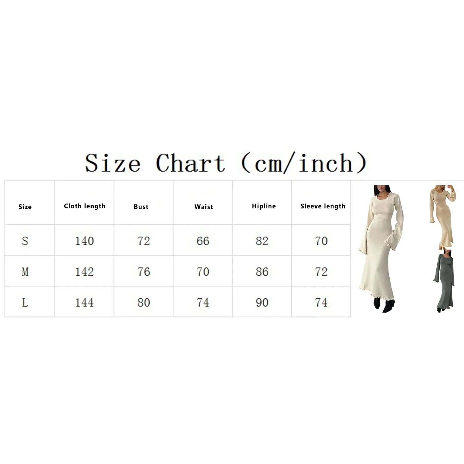 Women Ribbed Knit Ruffle Trim Long Dress Long Sleeve Bodycon  Party Cocktail Dress Flare Summer Beach Cover Up - M & M Global