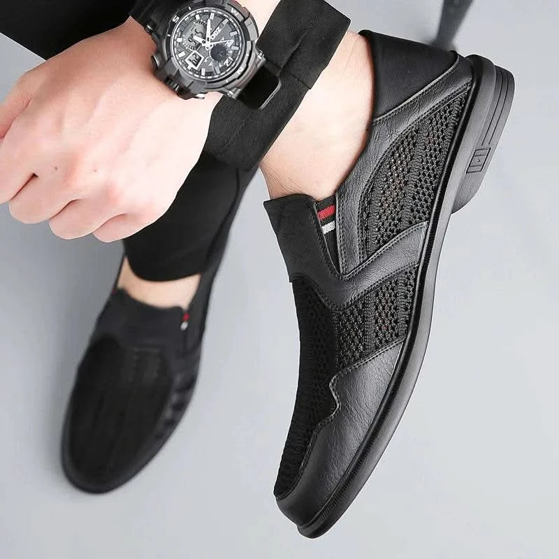 Business Leather Shoes For Men Summer British Style Hight Quality Casual White Leather Shoes Male Slip On Men Loafer Comfortable - M & M Global
