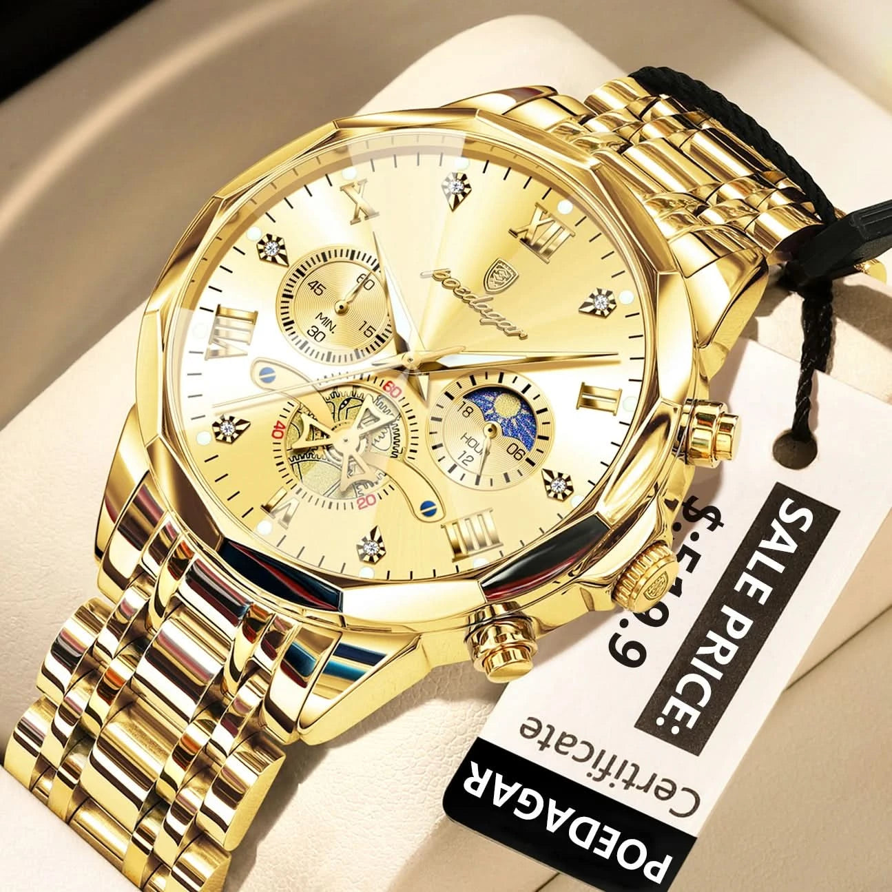 POEDAGAR Luxury Men Watch Top Original Waterproof Luminous Chronograph Man Wristwatch Stainless Steel Quartz Men's Watches Reloj - M & M Global