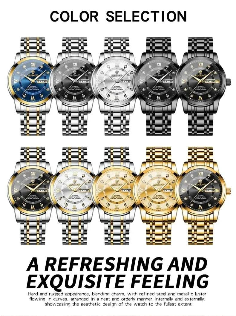 Casual Business Movement Fashion Quartz Wristwatches Gold Diamond Clock Men Luxury Watch Automatic Watches Mens Gifts Relojes - M & M Global