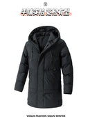 Men Long Parka Fashion Brand Casual Winter Windbreaker Jacket with Hood Coats Fashion Clothing Men All-match Thicken Warm Parkas
