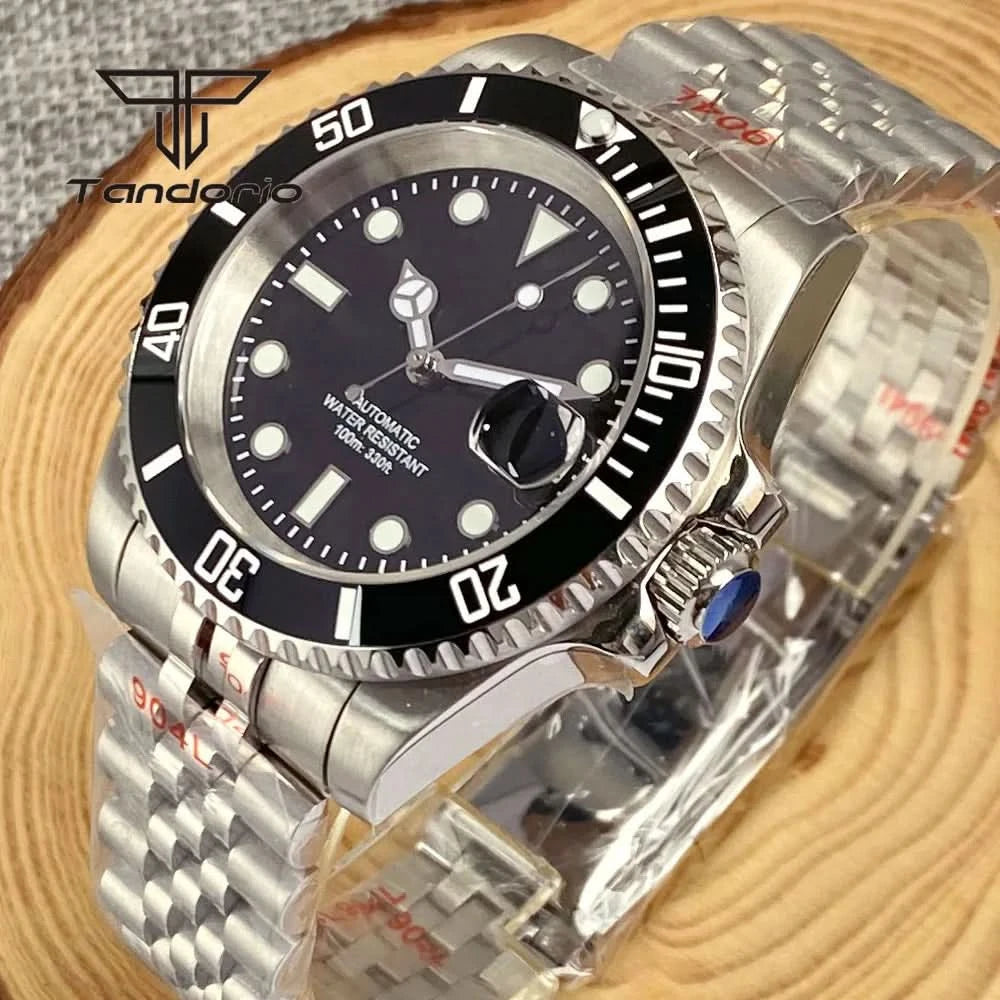 Tandorio NH35A Date Stainless Steel 40mm Dive Automatic Men Watch Sapphire Crystal Rotating Bezel Luminous Mechanical Wristwatch - M & M Global