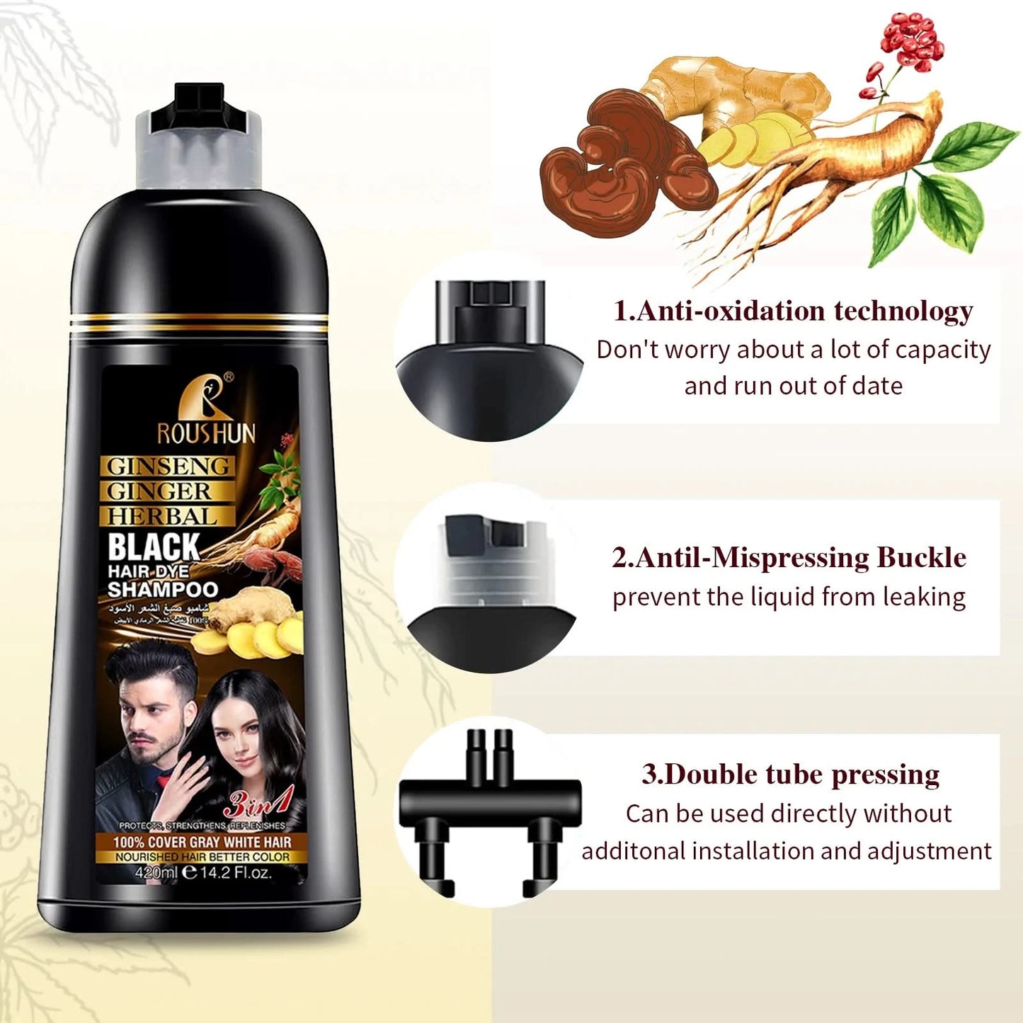 Black Hair Color Shampoo for Gray Hair Instant Hair Dye Shampoo Hair Coloring in Minutes Natural and Long lasting color Hair Dye