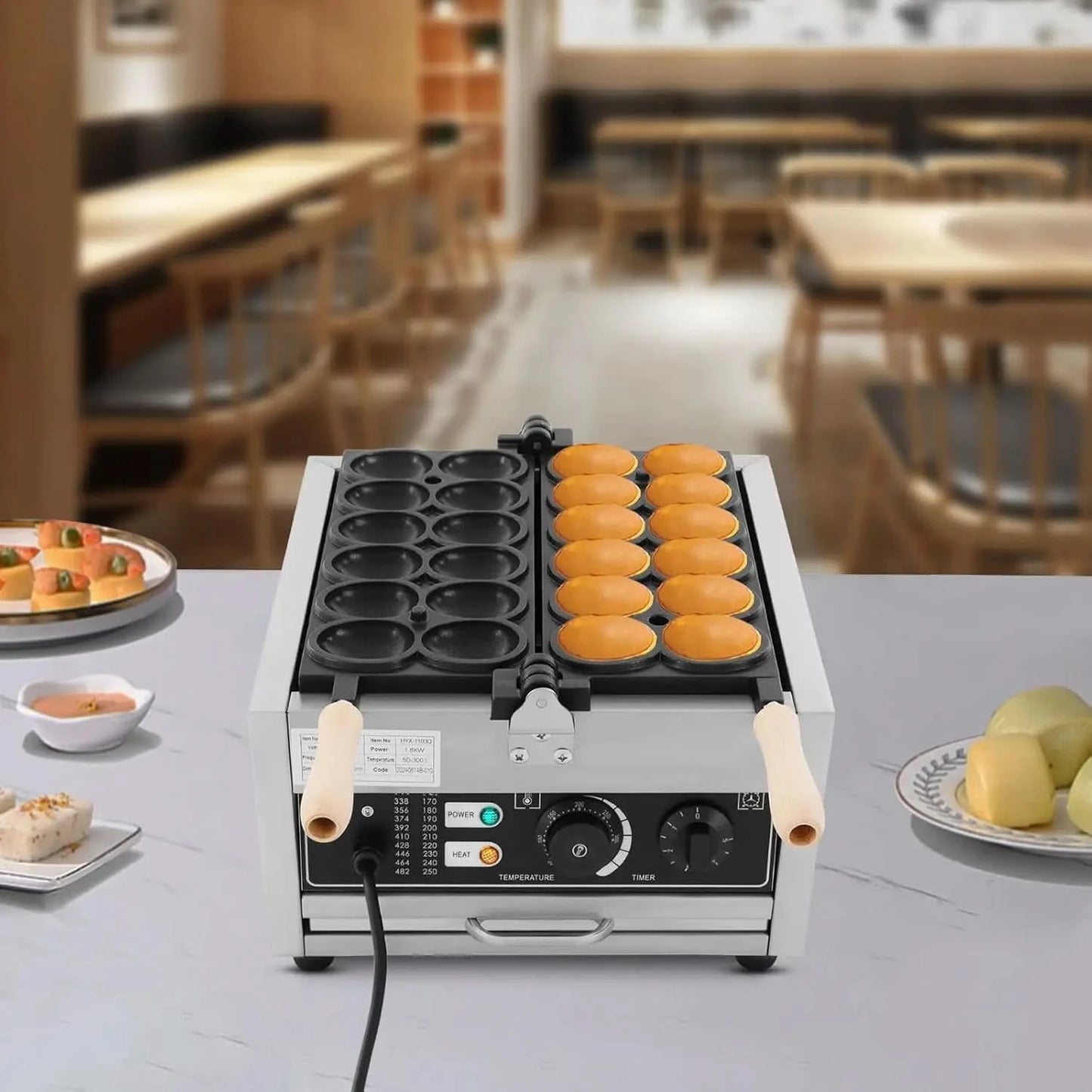 16 Grids Commercial Waffle Maker 1750W Round Waffle Baker Machine With 122-572℉ Temp Range and Time Control Non-stick Waffle Iro - M & M Global