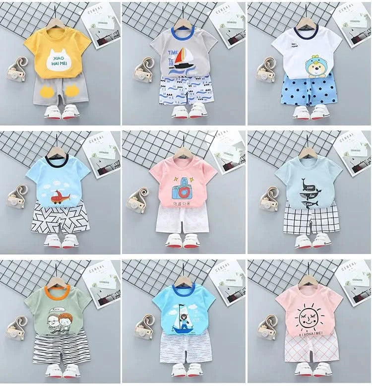 2PCS Children's Sets mother Kids Clothes Boys Girl T-shirt Shorts Summer Cotton Short sleeve Baby Children Clothing Toddler Suit - M & M Global