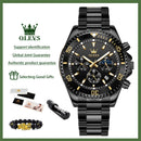OLEVS 2870 Men's Watches Moon Phase Steel Calendar Chronograph Original Quartz Watch Big Rota Dial Luxury Sports Wristwatches