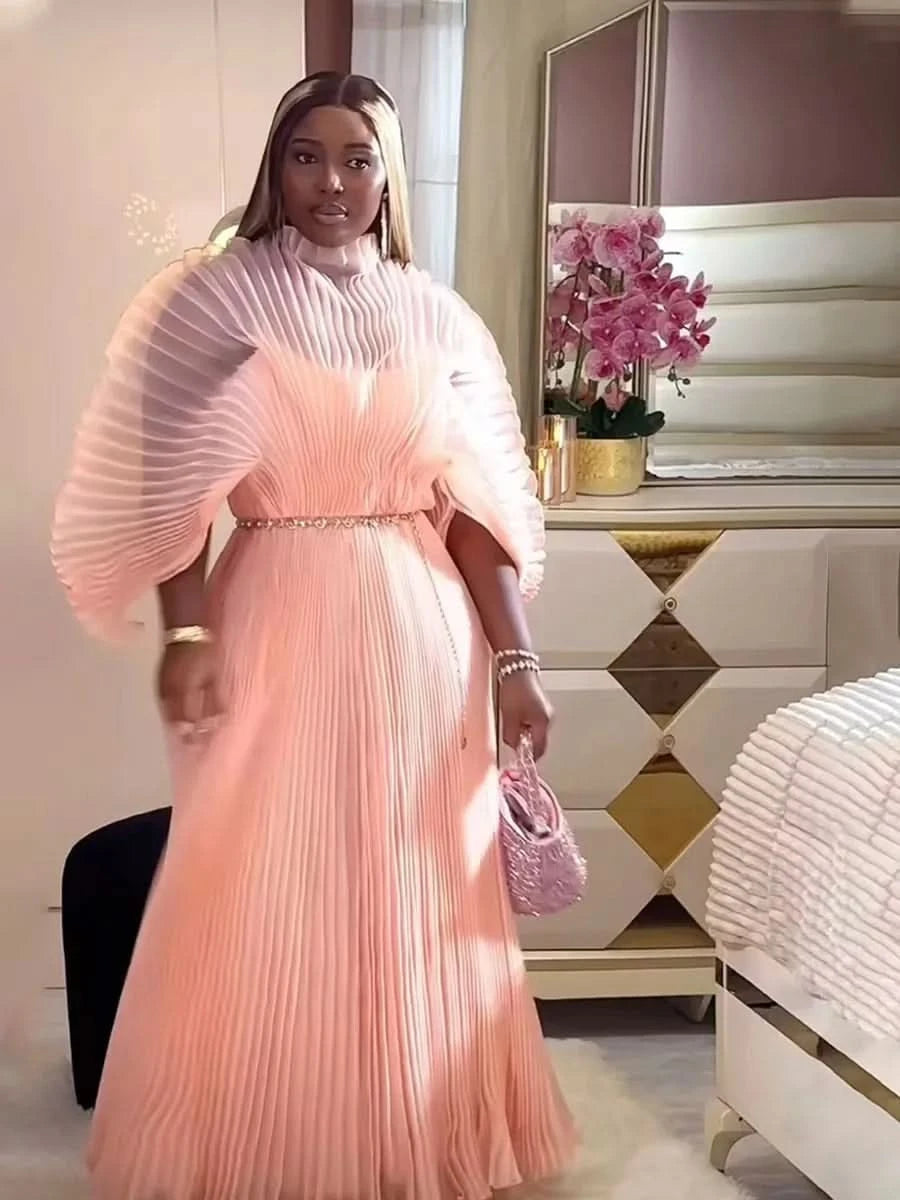 YUDX Pleated 2024 Fall New Handmade Pleated Women's Dresses Loose Plus Size Women's High Smocked Dress Long Dress - M & M Global