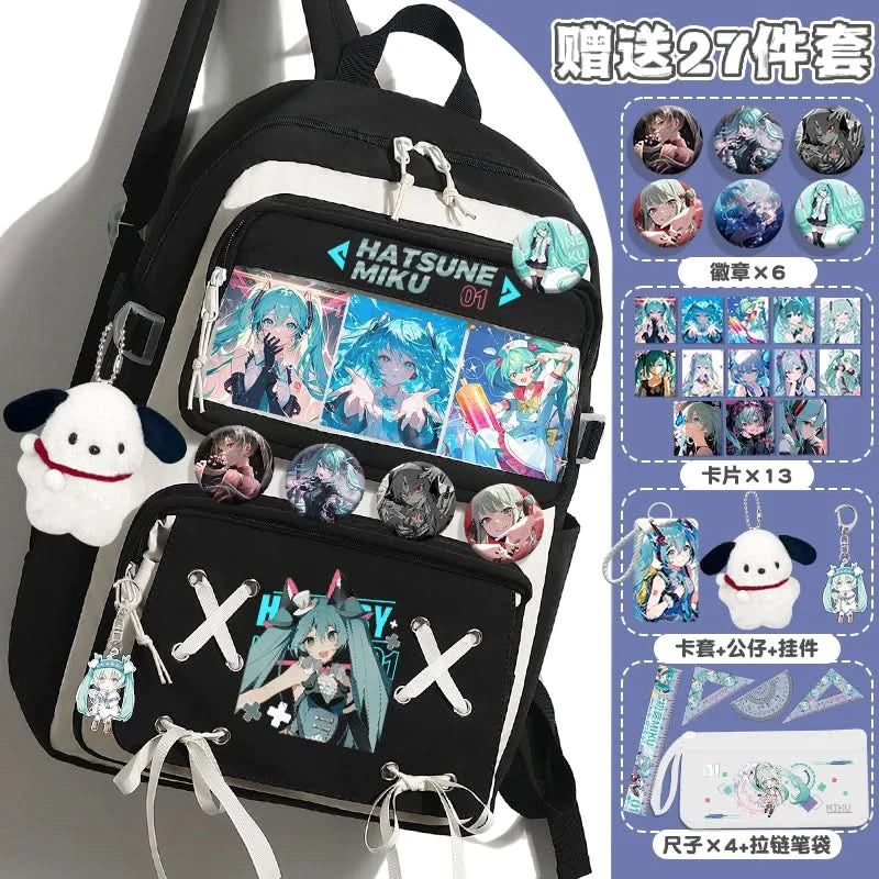Miku Future School Backpack for Girls 2025 New Fashion Print Youth Pain Bag Large Capacity Backpack for School - M & M Global