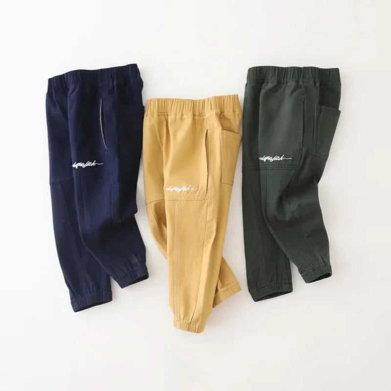 Wholesale New Children Boy Trousers Embroiedry Pockets Spliced Kids Boys Pants Casual Cotton Infant Babys Boys Bottoms 2-8Y Pant - M & M Global