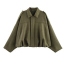 Women Green Suede Jacket 2026 New Spring Fashion Long Sleeve Zipper Oversize Bomber Jackets Chic Female Street Casual Coats ﻿