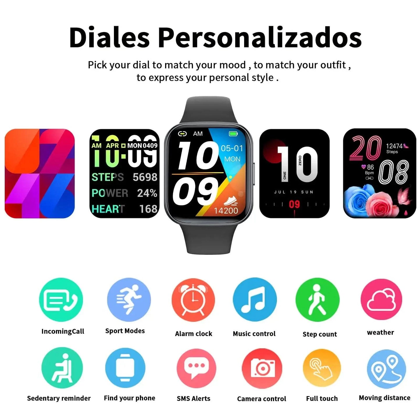 Smart watch, call/message reminder, multiple sports modes, custom wallpaper, sports watch, suitable for Android and iPhone