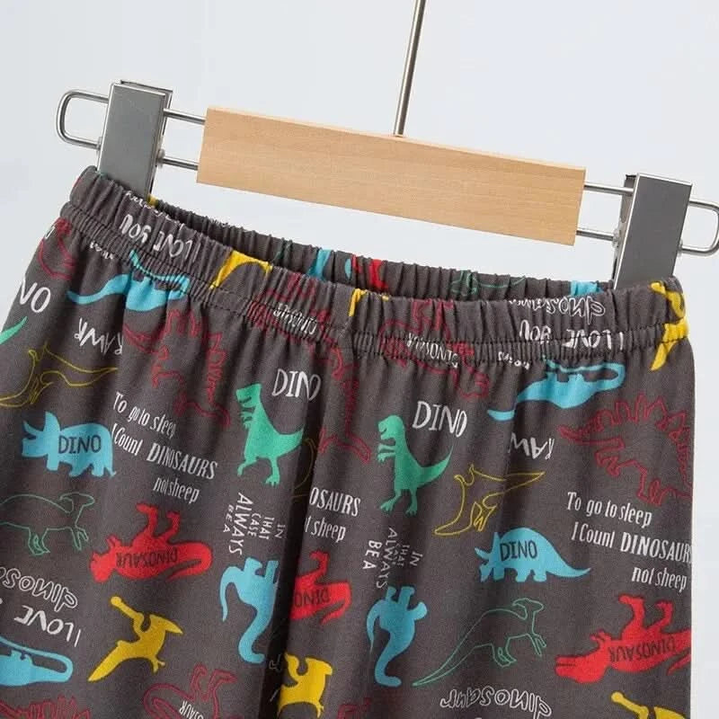 Summer CHILDREN'S Shorts and Short Sleeves 2-piece Cute Dinosaur Home Clothes Boys and Girls Casual Joker Suit. - M & M Global