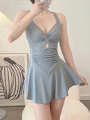 Women Hanging Neck Sweet Cute Swimwear Sexy One-piec Beach Wear Swim Suit Beach Dress Swimsuit High Waist Bathing Suit For Girls - M & M Global
