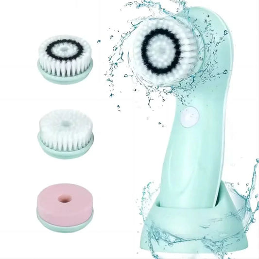 Facial Cleansing Brush Face Scrubber Electric Exfoliating Spin Cleanser Device Waterproof Deep Cleaning Massage Remove Blackhead - M & M Global