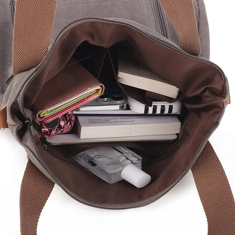 Cross-border large-capacity canvas women's bag, casual cross-body bag, Korean-style fashionable tote bag, simple handbag, new st - M & M Global