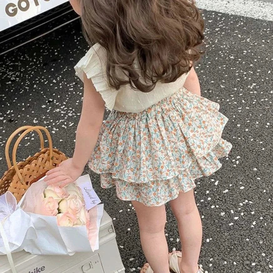 2024 New Girls' Suit Summer Children's Dress Baby Girl Fashionable Children's Top+Skirt Two-Piece Set - M & M Global