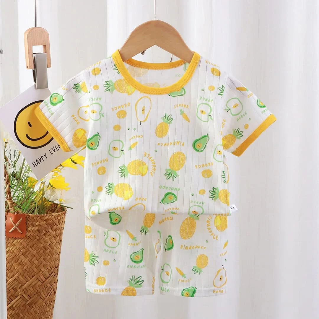New Kids Boys Girls Summer Clothing Sets Children Cute Cartoon Print Short Sleeve T-Shirt Tops with Shorts Toddler Baby Pajamas - M & M Global